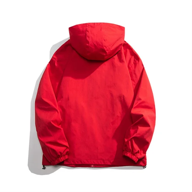Men's HK Style Loose Hooded Windbreaker Detail