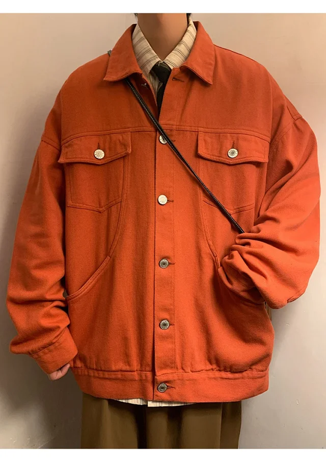 Men's Korean Relaxed Cotton Denim Jacket Detail