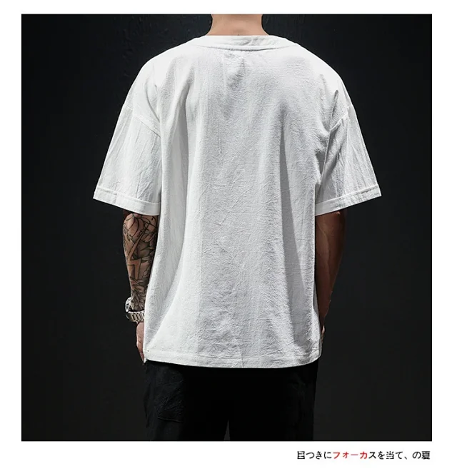 Linen T-shirt Men's Short Sleeve Detail