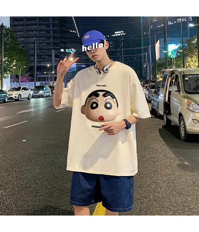 Men's Heavyweight Cotton Cartoon Tee Loose Detail