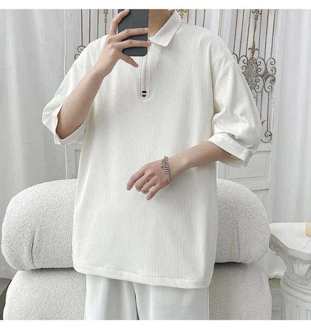 Men's Retro Quick-Dry Half-Zip Polo Detail
