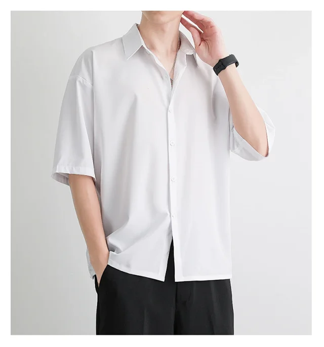 DK Men's Loose Cooling Black Shirt Detail