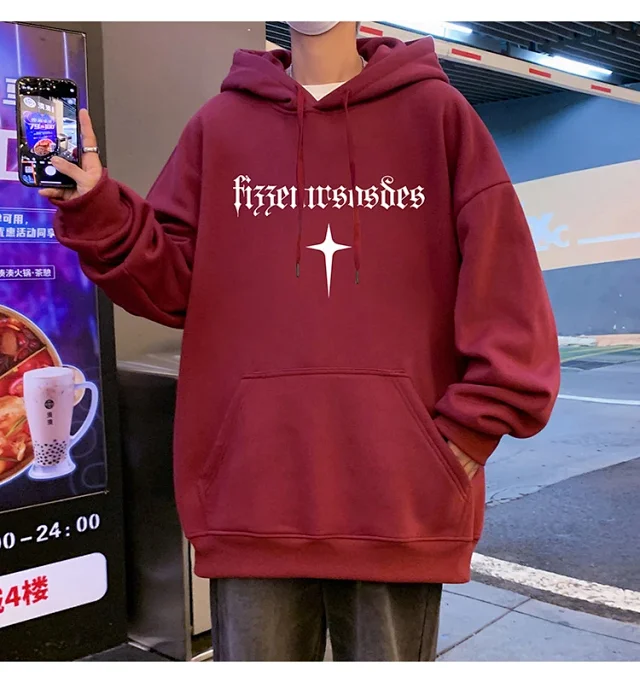 Men's Heavy Fleece Retro Hoodie Oversized Detail