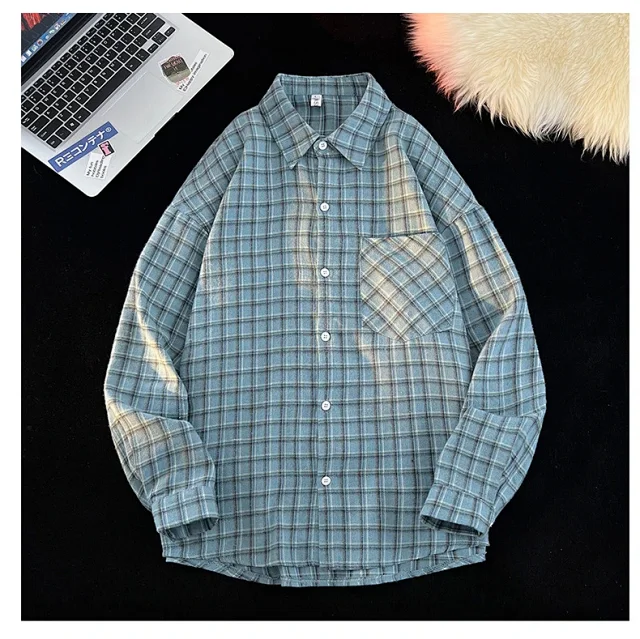 Men's Japanese Brushed Cotton Plaid Shirt Jacket Detail