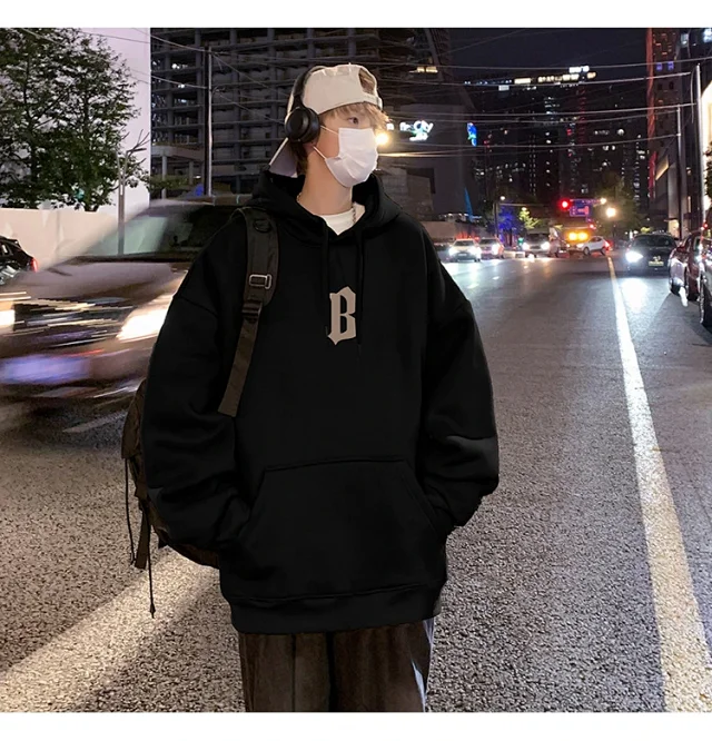 Japanese Hiphop Men's Oversized Cotton Hoodie Detail