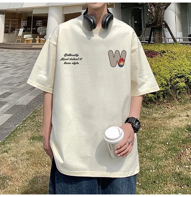 2025 Men's Bear Print Heavyweight Cotton T-shirt Detail