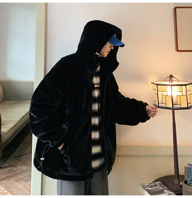 Men's Winter Sherpa Fleece Oversized Coat Detail