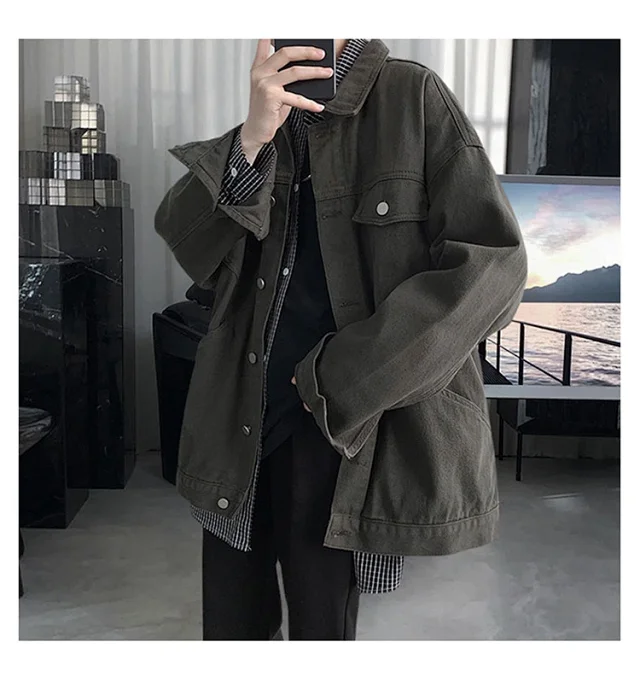 Men's Oversized Street Denim Jacket Detail