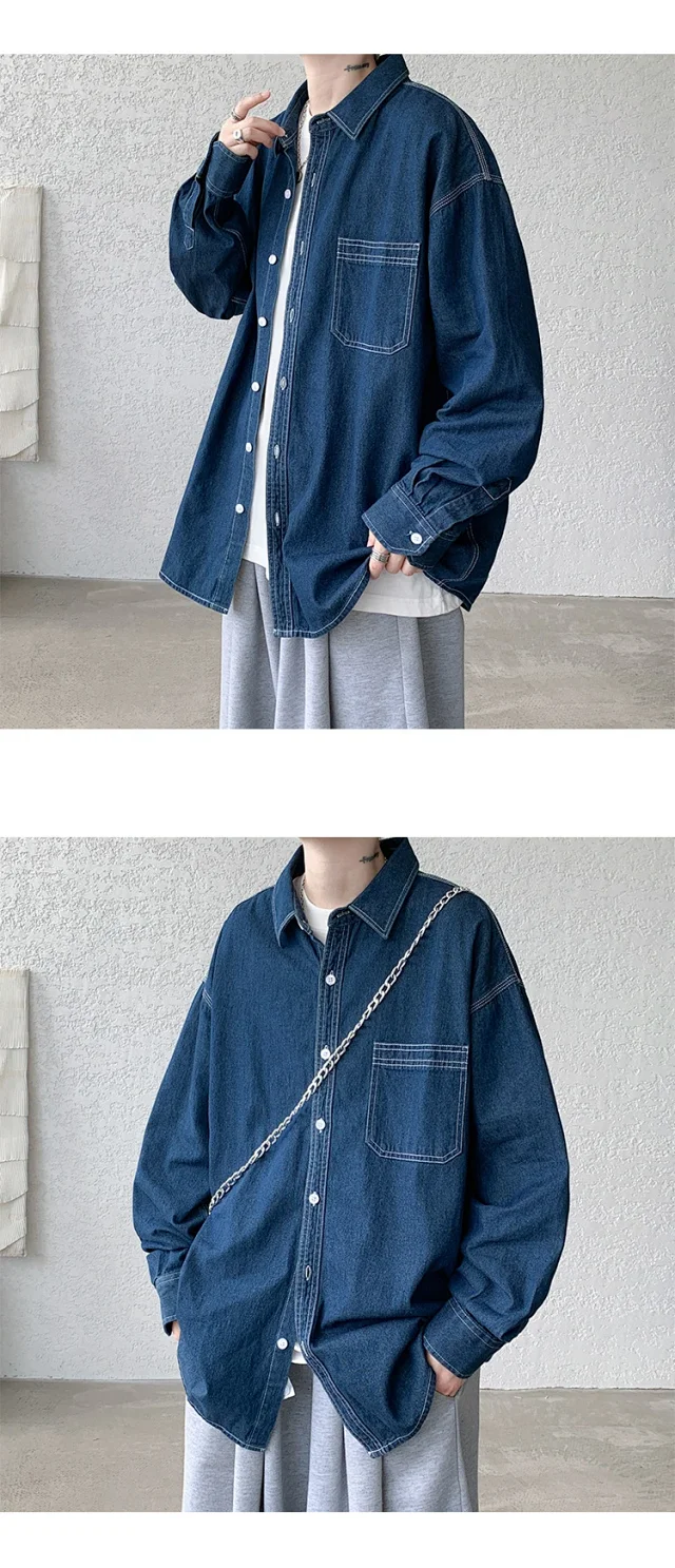 Men's Japanese Denim Shirt Long Sleeve Detail