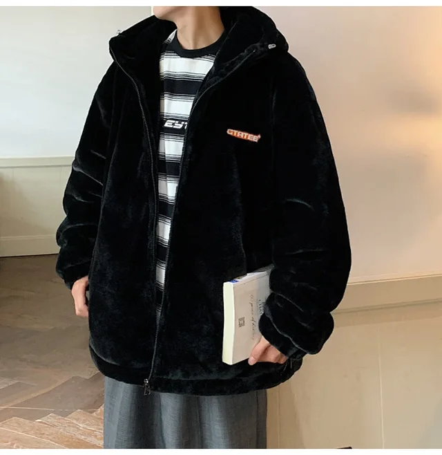 Men's Winter Sherpa Fleece Oversized Coat Detail