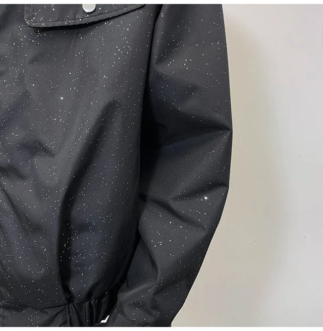 Starry Sky Men's Edgy Flight Jacket Detail