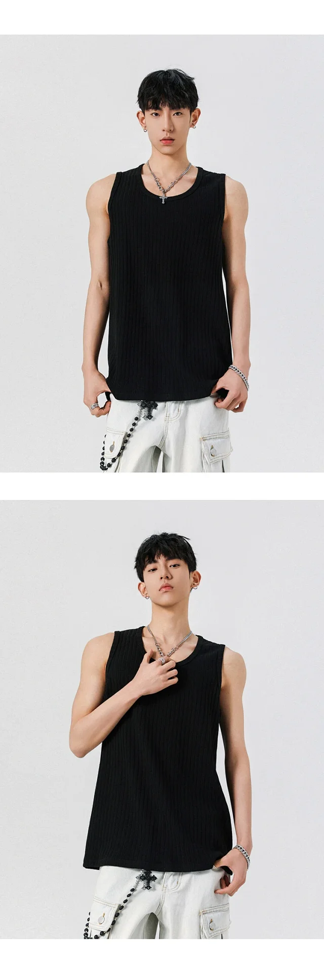 Men's Rayon Ribbed Relaxed Tank Top Detail