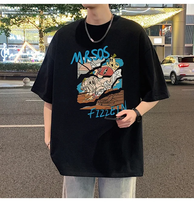 Plus Size Men's Summer Cartoon Tee Detail