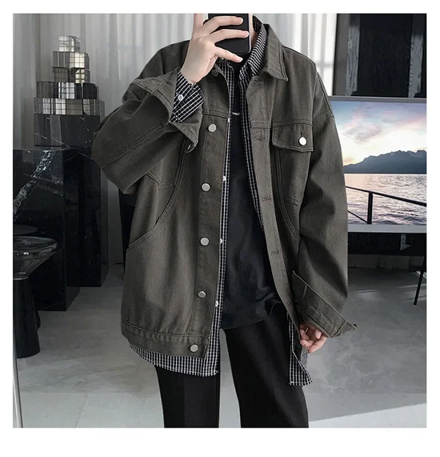 Men's Oversized Street Denim Jacket Detail