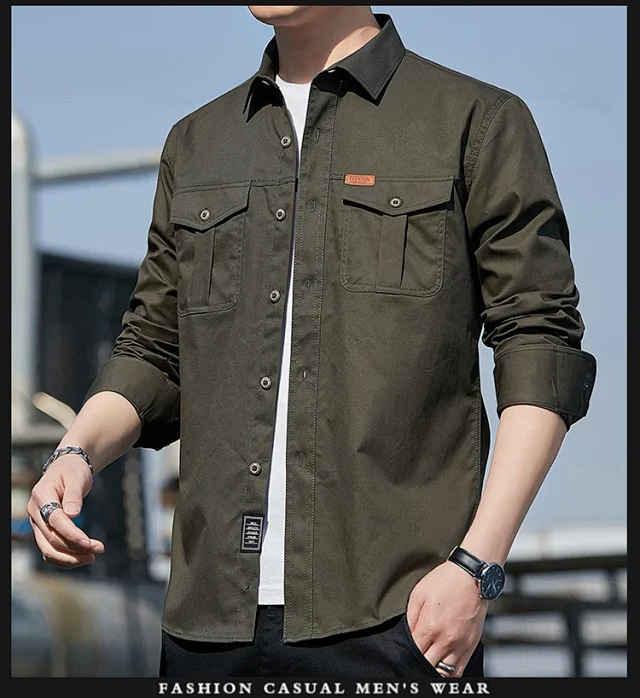 Men's Casual Work Long Sleeve Shirt Detail