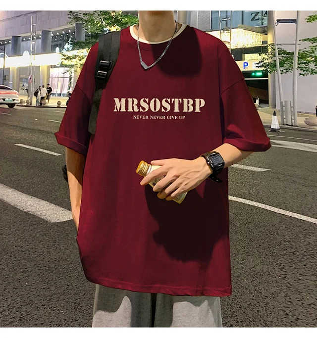 Men's Oversized Cotton Tee 2025 Rose-Print Detail