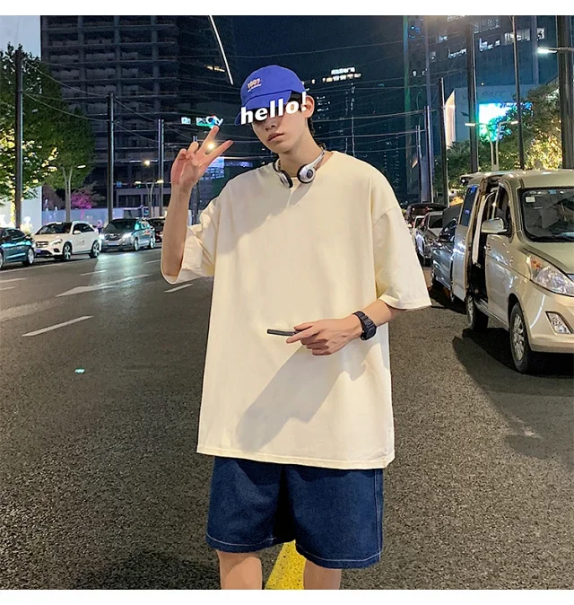 Men's Summer Oversized Heavyweight Cotton T-Shirt Detail