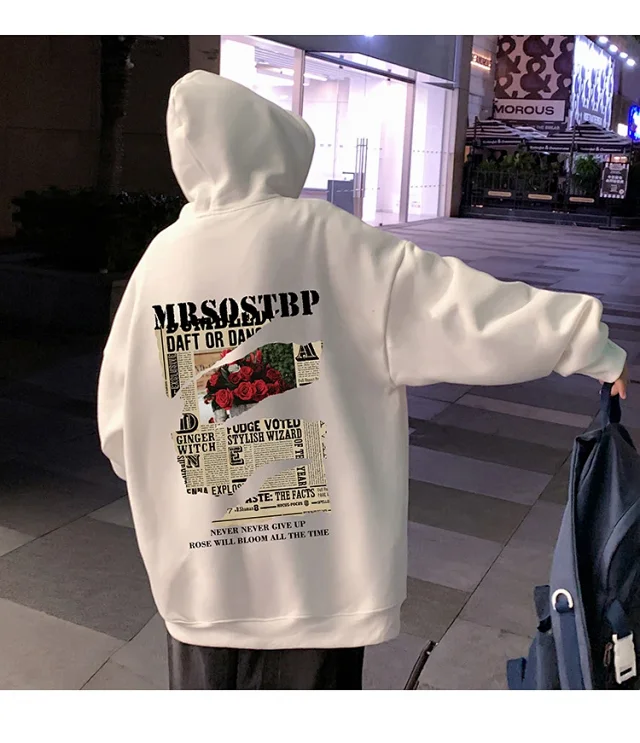 Men's Heavy Fleece Retro Hoodie Oversized Detail