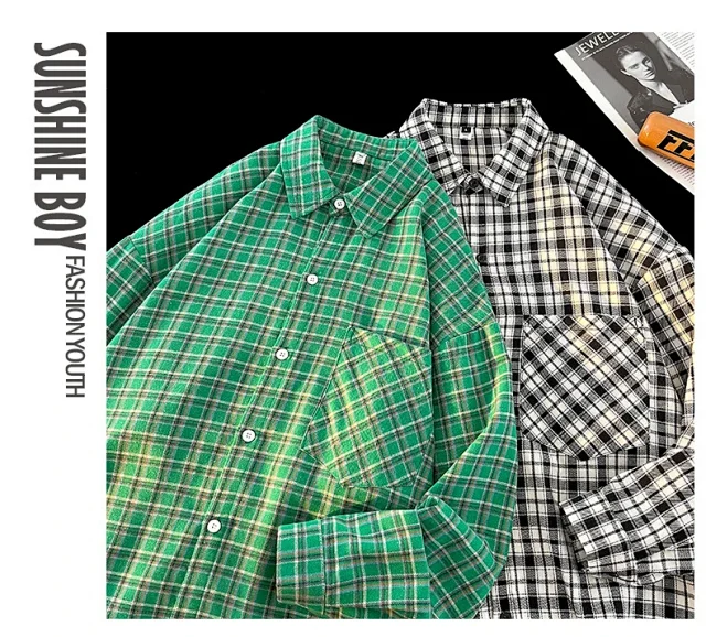 Men's Japanese Brushed Cotton Plaid Shirt Jacket Detail