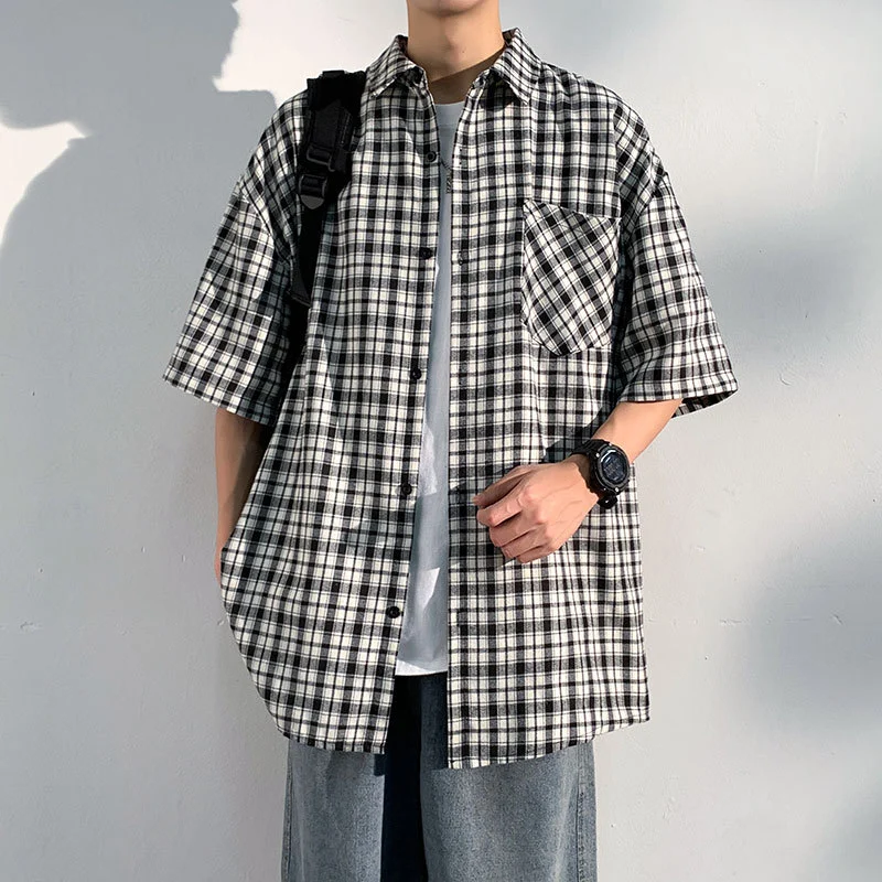 Men's Casual Checked Short Sleeve Shirt