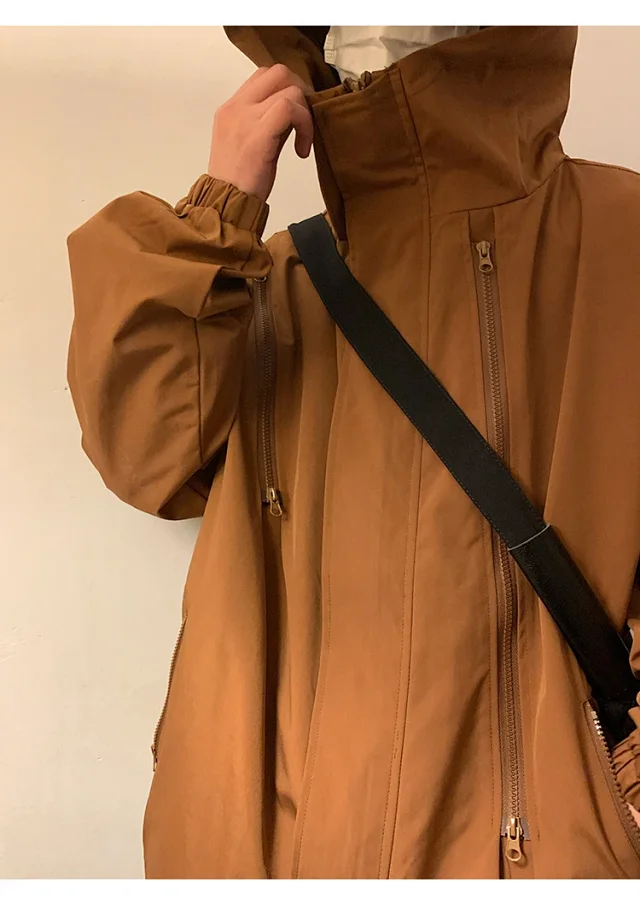 Men's HK Style A/W Loose Warm Hooded Jacket Detail