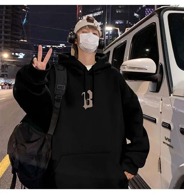 Japanese Hiphop Men's Oversized Cotton Hoodie Detail