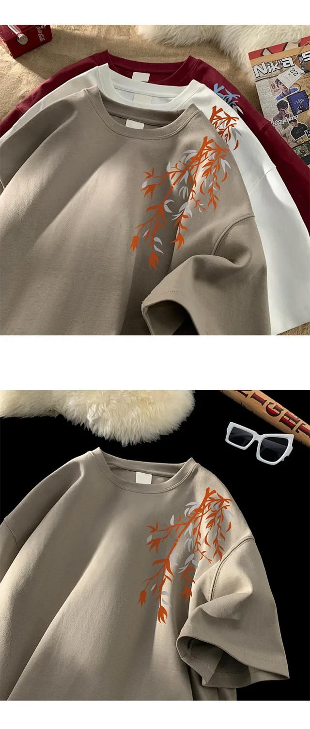 Men's Chinese-Style Printed Heavyweight Cotton Tee Detail