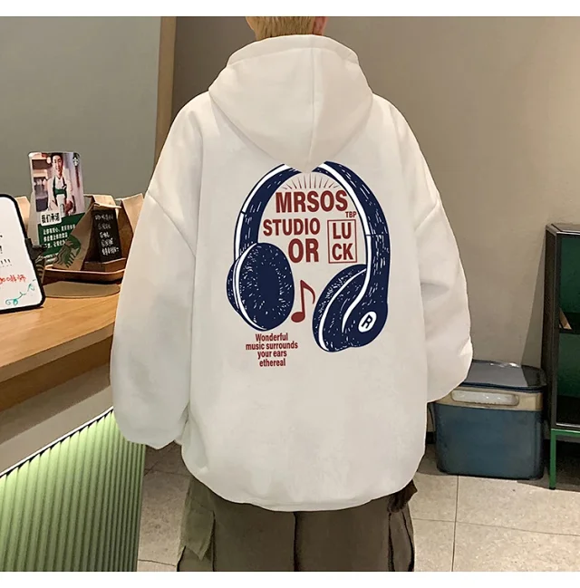 2025 Men's Cotton Hoodie (Hong Kong Style, Loose, Streetwear) Detail