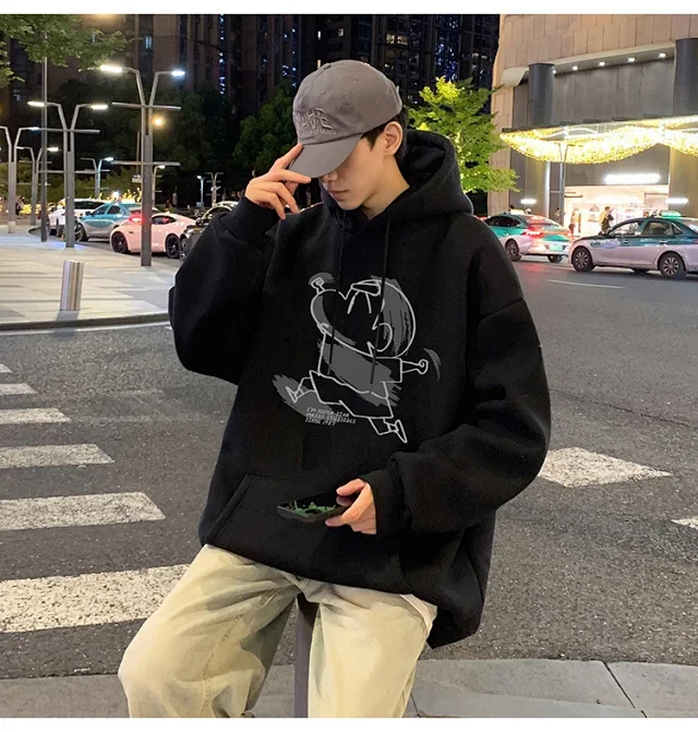 Men's Cotton Hoodie Cartoon Youth Loose Detail
