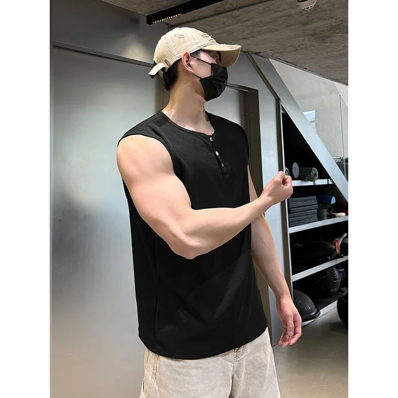 2025 Men's Retro Henley Fitness Vest