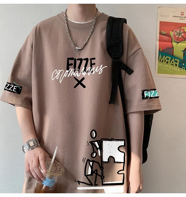 Ins Men's Loose Cotton Summer Tee Detail