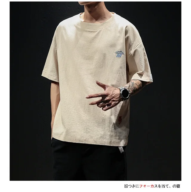 Linen T-shirt Men's Short Sleeve Detail