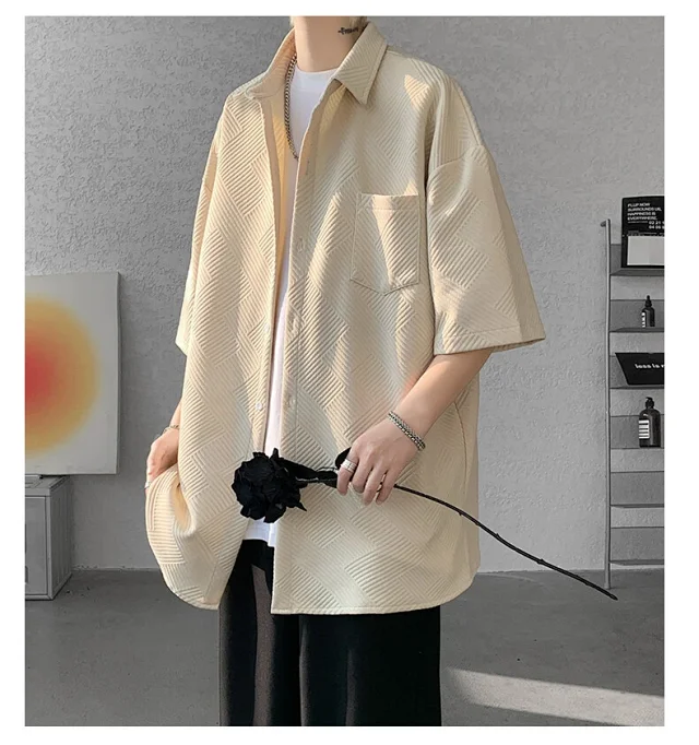 Baroque Japanese Men's Boyfriend Short-Sleeve Shirt Detail