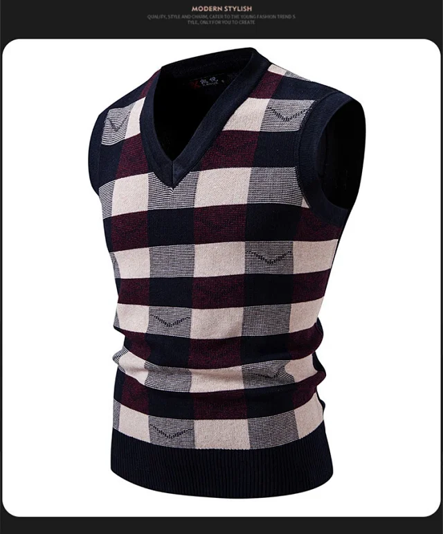 Amazon Youth Men's Check Jacquard Vest Detail