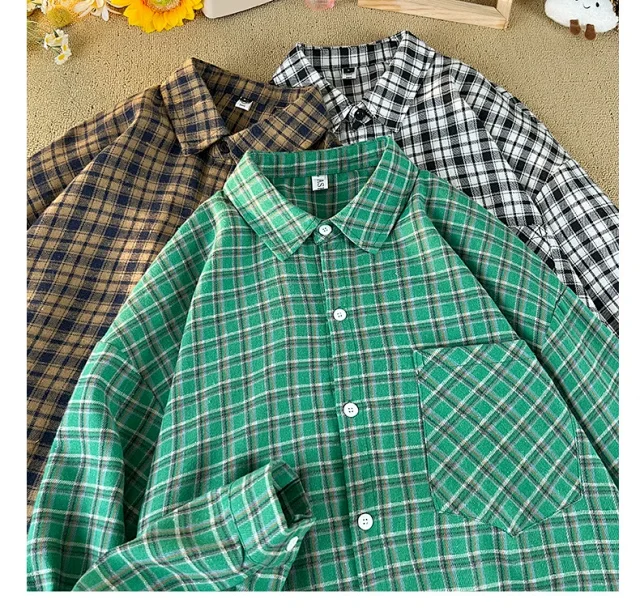 Men's Japanese Brushed Cotton Plaid Shirt Jacket Detail