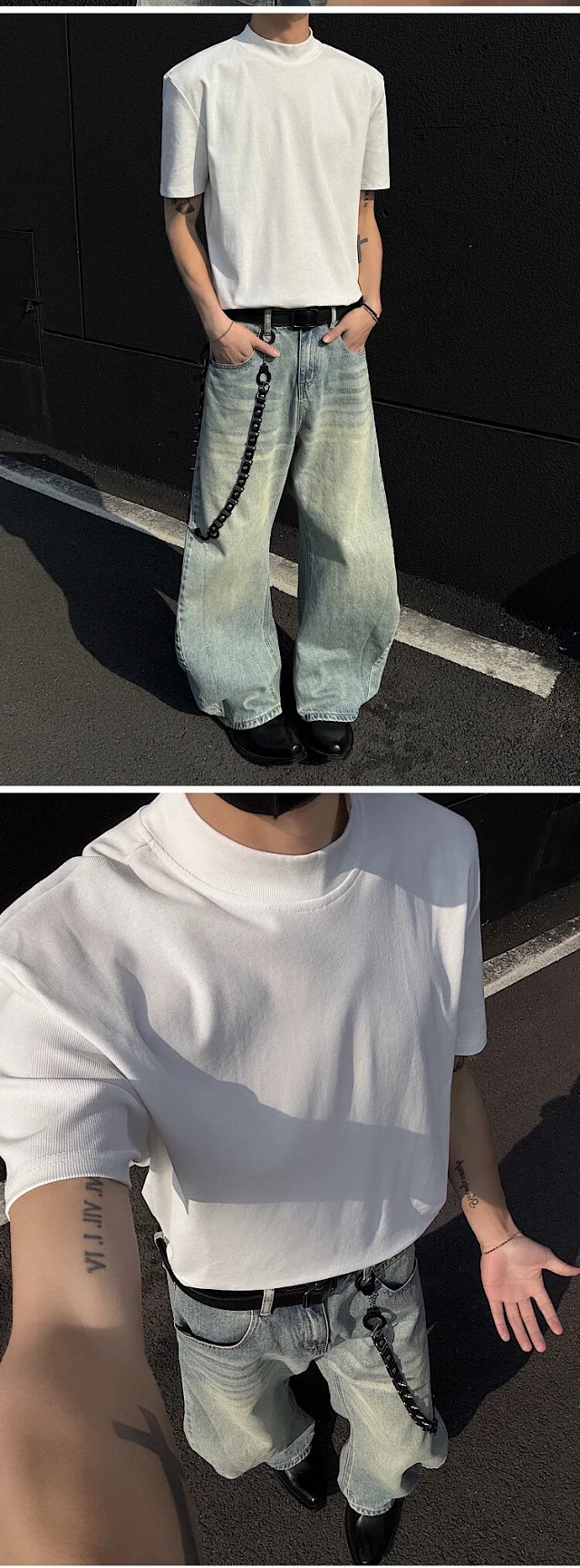 Cleanfit Men's Mock Neck Heavyweight Tee Detail
