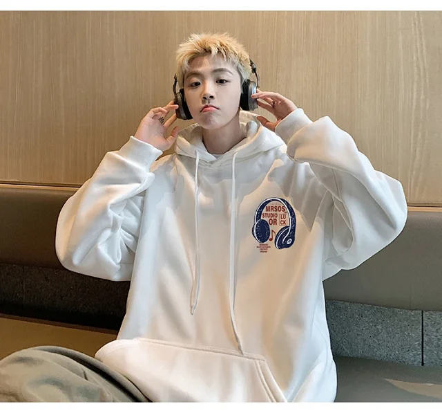 2025 Men's Cotton Hoodie (Hong Kong Style, Loose, Streetwear) Detail