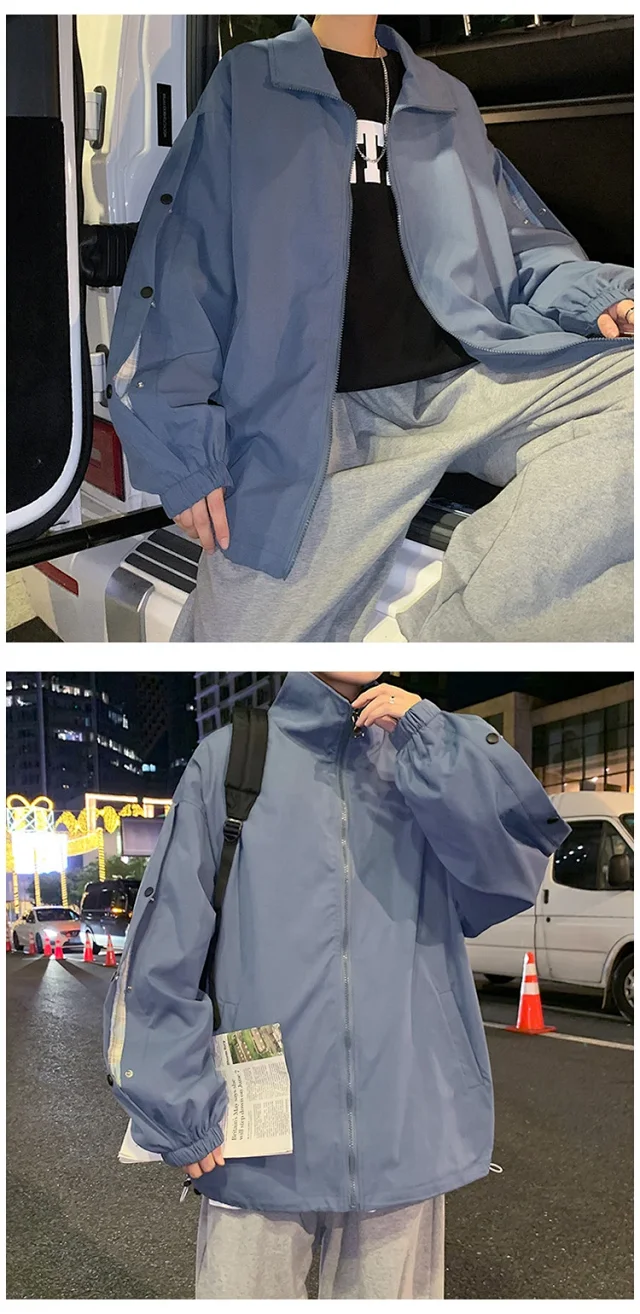 Men's Snap Button Hiphop Pilot Jacket Detail