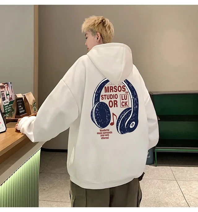 2025 Men's Cotton Hoodie (Hong Kong Style, Loose, Streetwear) Detail