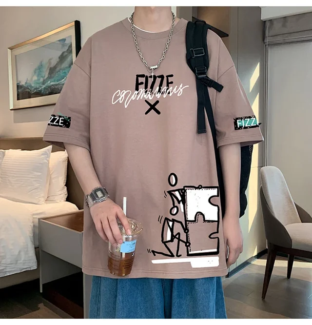 Ins Men's Loose Cotton Summer Tee Detail