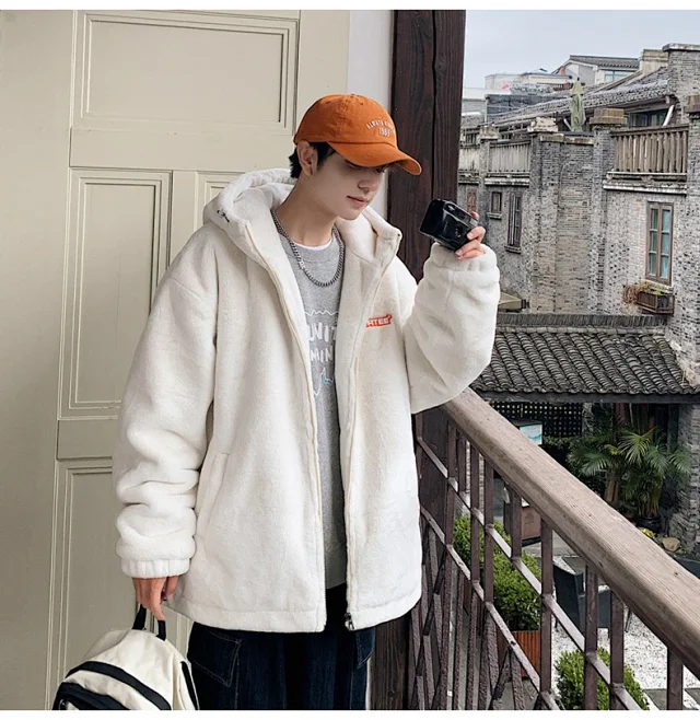 Men's Winter Sherpa Fleece Oversized Coat Detail