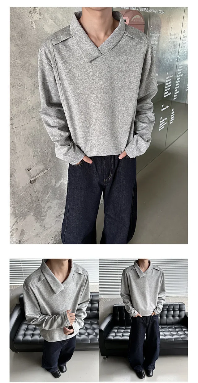 Men's White Deconstructed Polo Long Sleeve Detail
