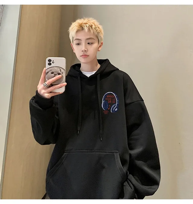 2025 Men's Cotton Hoodie (Hong Kong Style, Loose, Streetwear) Detail