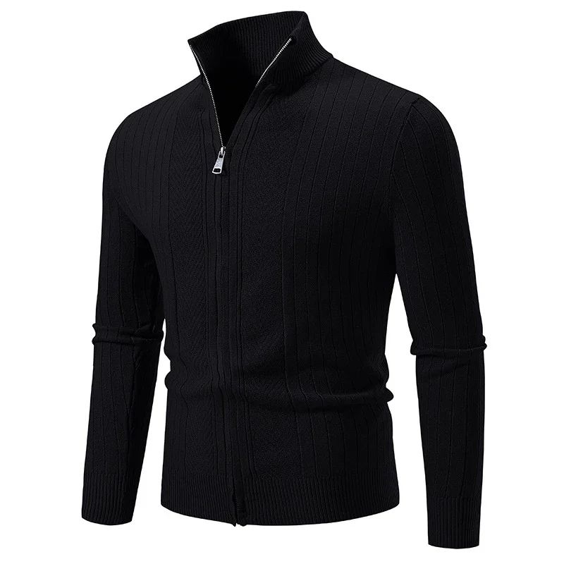 Ruisheng Men's Slim Stand Collar Cardigan