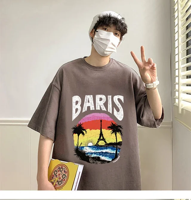 Men's Heavyweight Cotton Oversized Streetwear Tee Detail