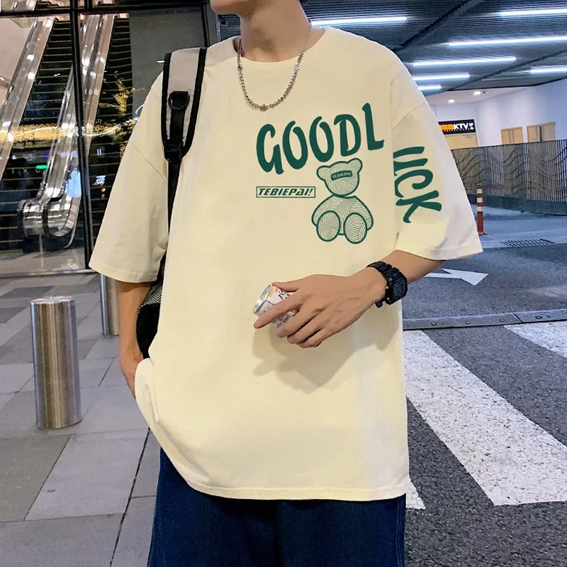 Men's China-Chic Bear-Print T-Shirt 2025 Summer