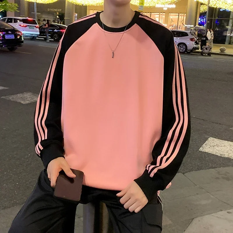 Unisex Chinese Street Oversize Striped Sweatshirt