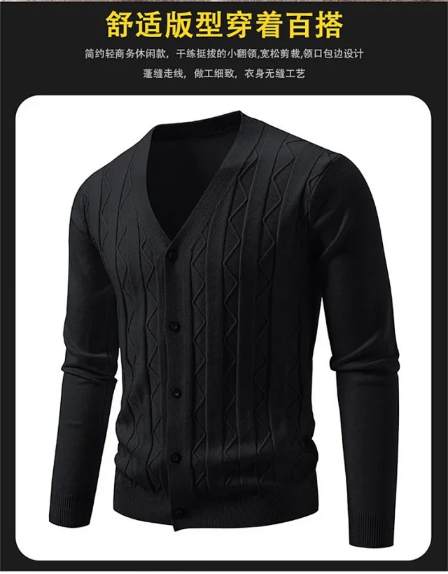 Men's Autumn Winter Knit Cardigan Korean Trendy Detail
