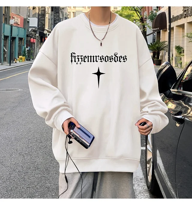 Unisex American Streetwear Crewneck Fleece Sweatshirt Detail