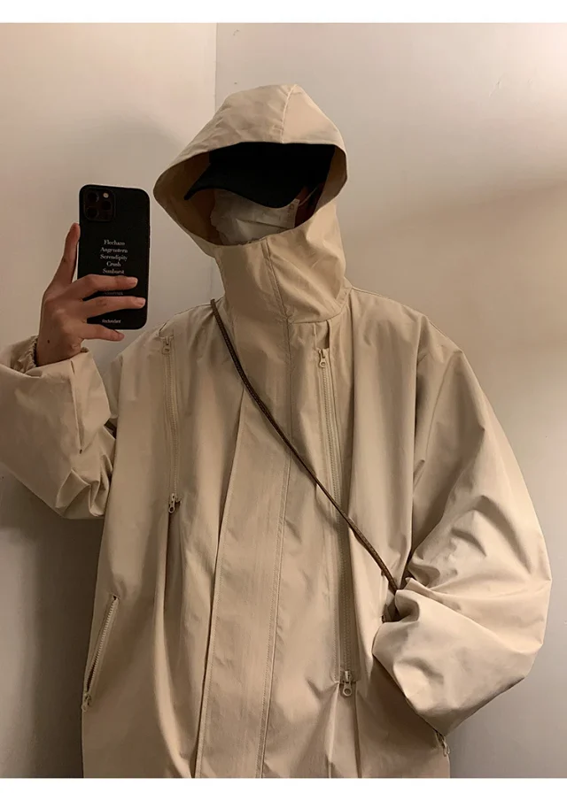 Men's HK Style A/W Loose Warm Hooded Jacket Detail